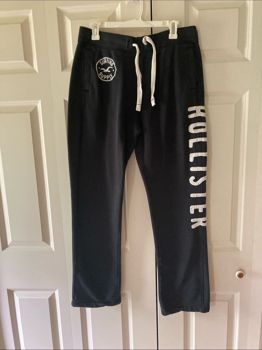 Hollister Black Sweatpants with White Logo